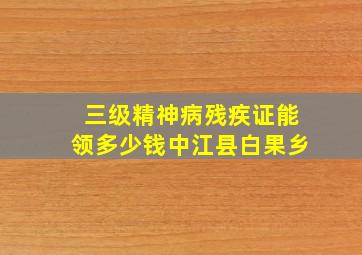 三级精神病残疾证能领多少钱中江县白果乡