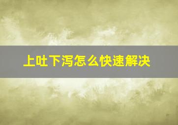 上吐下泻怎么快速解决