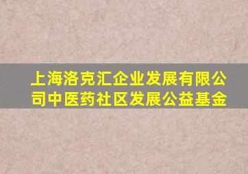 上海洛克汇企业发展有限公司中医药社区发展公益基金