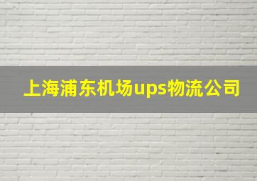 上海浦东机场ups物流公司