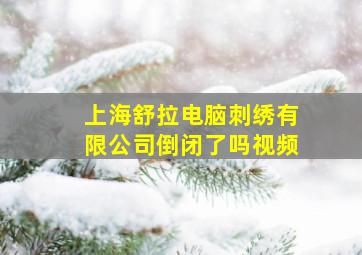 上海舒拉电脑刺绣有限公司倒闭了吗视频