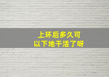 上环后多久可以下地干活了呀