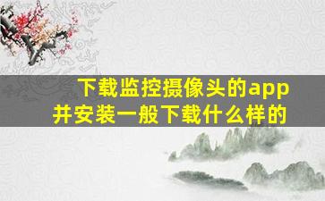 下载监控摄像头的app并安装一般下载什么样的