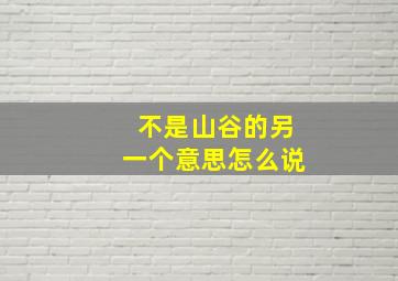 不是山谷的另一个意思怎么说