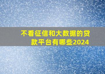 不看征信和大数据的贷款平台有哪些2024