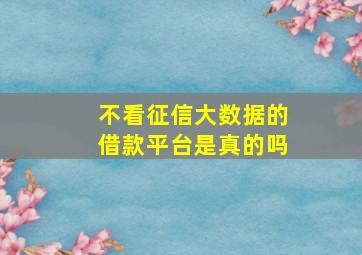 不看征信大数据的借款平台是真的吗