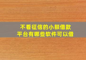 不看征信的小额借款平台有哪些软件可以借