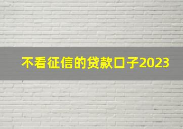 不看征信的贷款口子2023