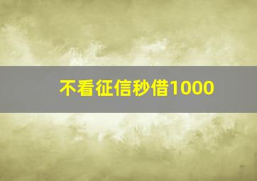 不看征信秒借1000