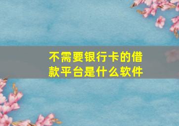 不需要银行卡的借款平台是什么软件