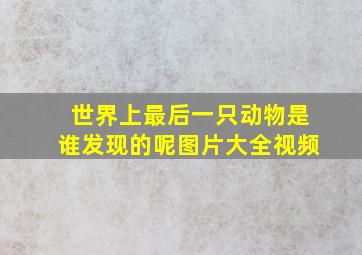 世界上最后一只动物是谁发现的呢图片大全视频