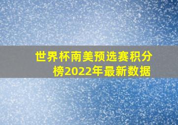 世界杯南美预选赛积分榜2022年最新数据