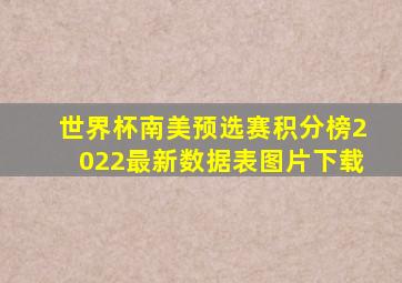 世界杯南美预选赛积分榜2022最新数据表图片下载