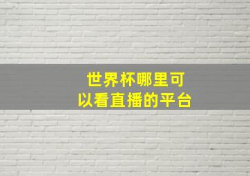 世界杯哪里可以看直播的平台