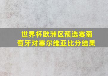 世界杯欧洲区预选赛葡萄牙对塞尔维亚比分结果