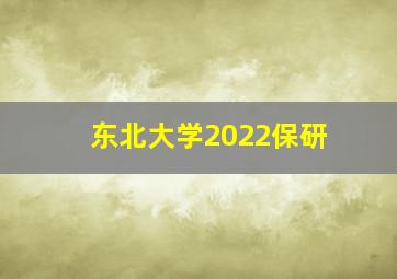 东北大学2022保研