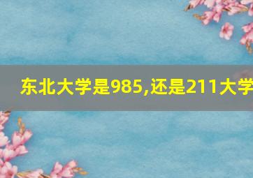 东北大学是985,还是211大学