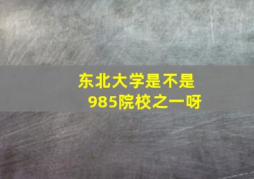 东北大学是不是985院校之一呀