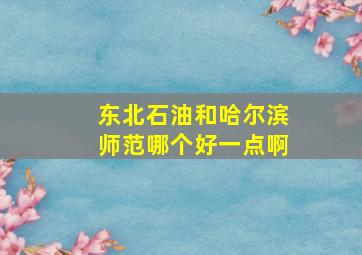 东北石油和哈尔滨师范哪个好一点啊