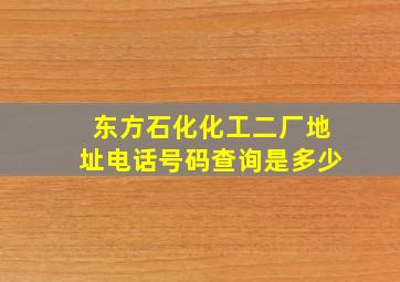 东方石化化工二厂地址电话号码查询是多少