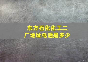 东方石化化工二厂地址电话是多少