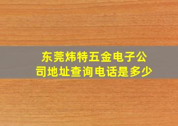 东莞炜特五金电子公司地址查询电话是多少