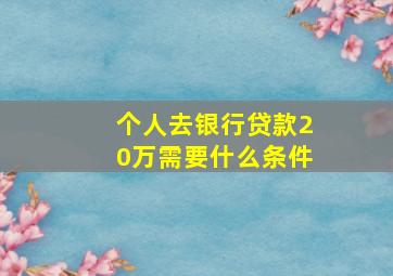 个人去银行贷款20万需要什么条件