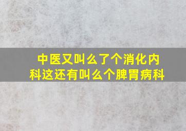 中医又叫么了个消化内科这还有叫么个脾胃病科