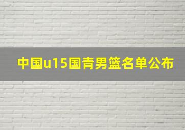 中国u15国青男篮名单公布