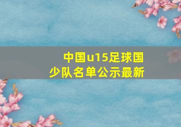 中国u15足球国少队名单公示最新