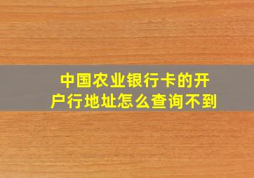 中国农业银行卡的开户行地址怎么查询不到