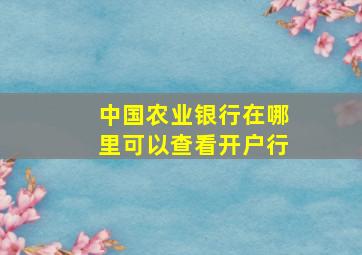 中国农业银行在哪里可以查看开户行