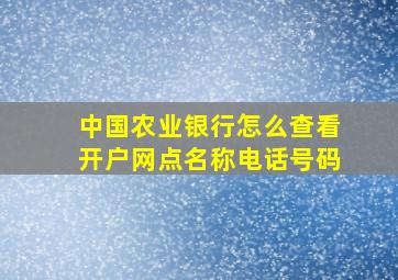 中国农业银行怎么查看开户网点名称电话号码