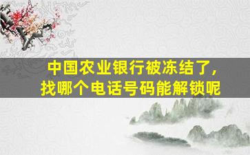 中国农业银行被冻结了,找哪个电话号码能解锁呢