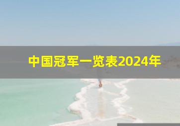 中国冠军一览表2024年