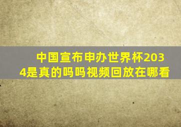 中国宣布申办世界杯2034是真的吗吗视频回放在哪看