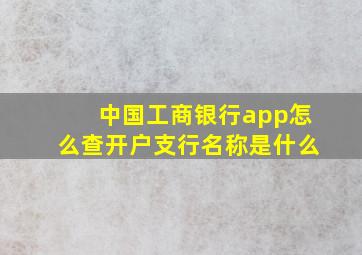 中国工商银行app怎么查开户支行名称是什么