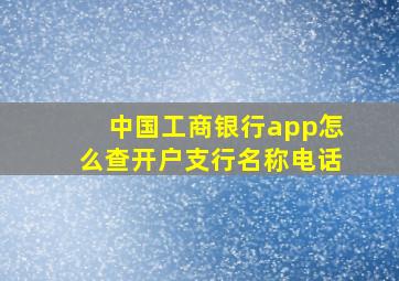 中国工商银行app怎么查开户支行名称电话