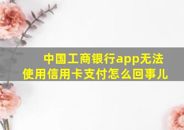 中国工商银行app无法使用信用卡支付怎么回事儿