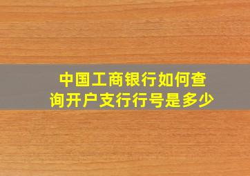 中国工商银行如何查询开户支行行号是多少