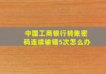 中国工商银行转账密码连续输错5次怎么办