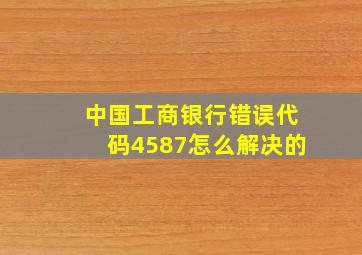 中国工商银行错误代码4587怎么解决的