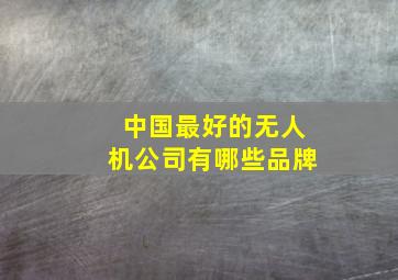 中国最好的无人机公司有哪些品牌