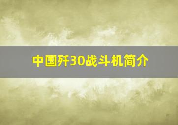 中国歼30战斗机简介