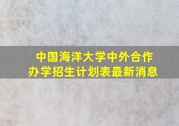 中国海洋大学中外合作办学招生计划表最新消息