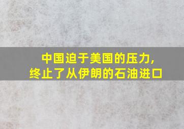 中国迫于美国的压力,终止了从伊朗的石油进口