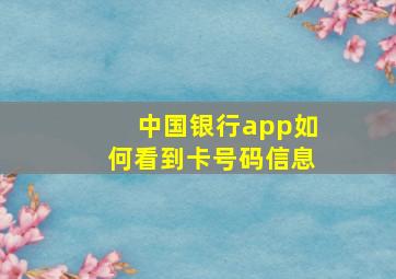 中国银行app如何看到卡号码信息