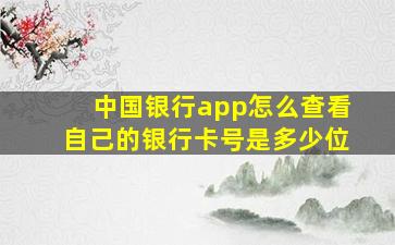 中国银行app怎么查看自己的银行卡号是多少位