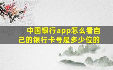 中国银行app怎么看自己的银行卡号是多少位的