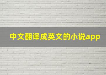 中文翻译成英文的小说app